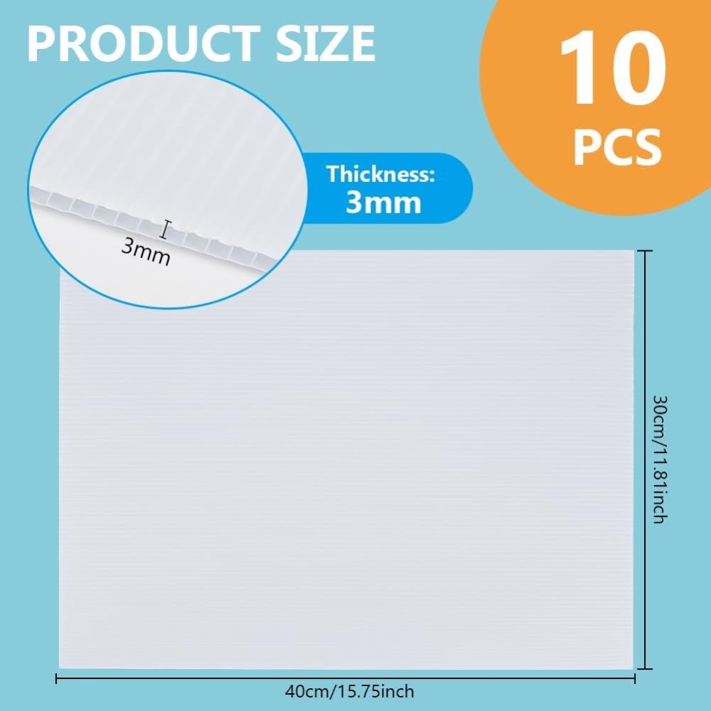 Yard Sign Blank - 10장 흰색 골판지 플라스틱 시트 15.7x11.8인치